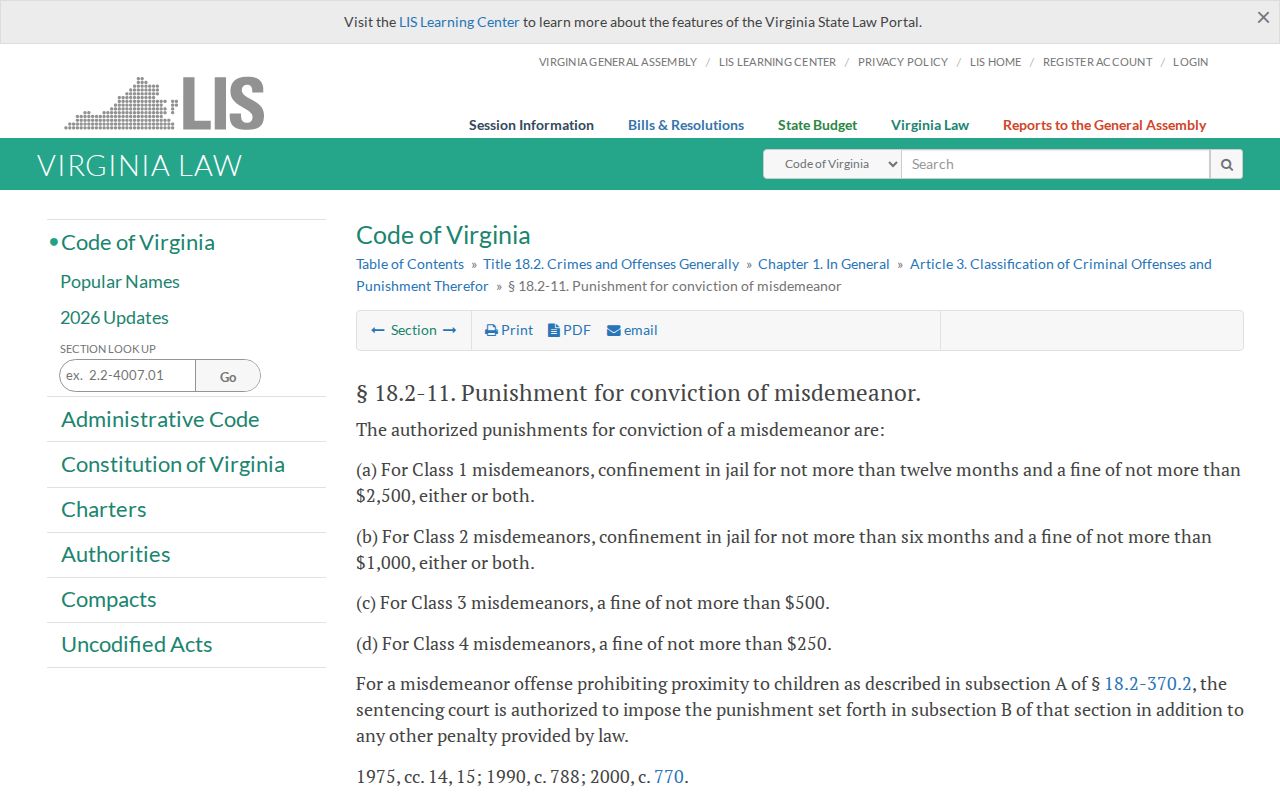 James City County registry research and Virginia misdemeanor punishments