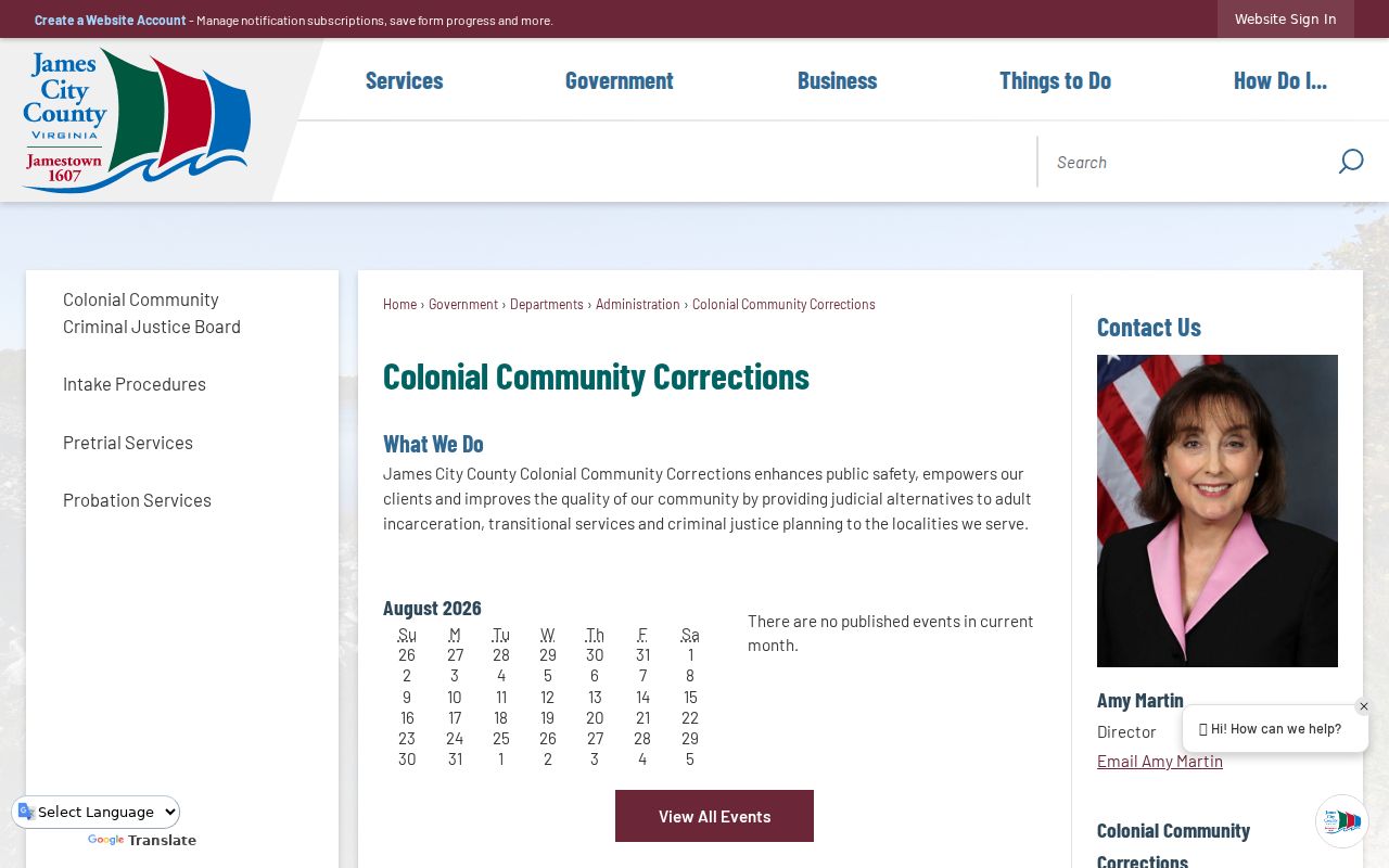 James City County criminal records community corrections office
