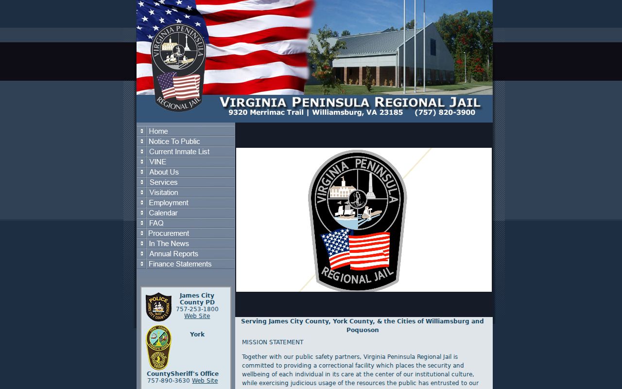 James City County criminal records Virginia Peninsula Regional Jail